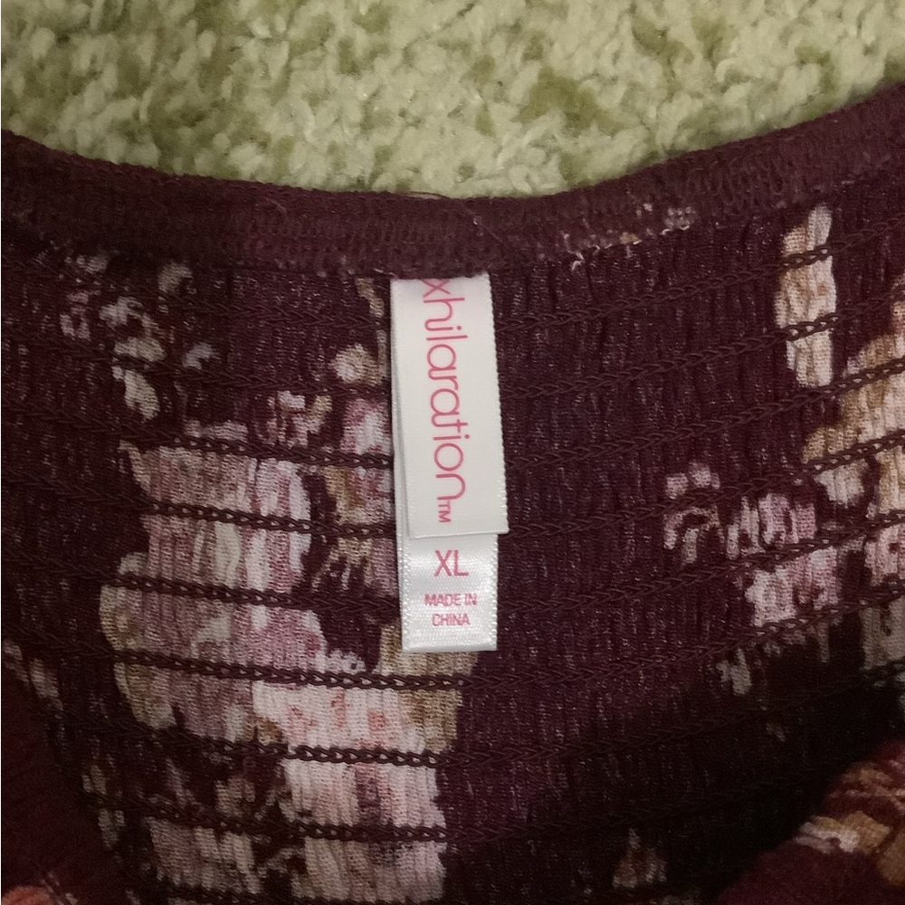 Xhilaration XL jumpsuit burgundy floral rayon - Picture 8 of 8